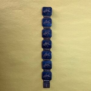 Siam Sterling Silver /Niello 6-Panel Bracelet 7" x 1 5/8"  Vintage women's